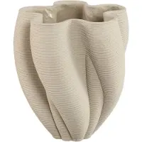 Ptmd Hastin Beige Cement Wavy Ribbed Vase 3D Look S