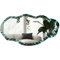 Wallfluent Geometrische Energie Spiegel - Zwart Stijlvolle Wandspiegel - Organische Spiegel - Woonkamer, Kantoor, Hal - Geometrisch - 45x90 cm - Totale afmeting 52x97 cm