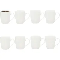 Secret De Gourmet koffie kopjes - Ivory - 8x stuks - wit - 350 ml - mokken - porselein - met stijlvol decoratie motief