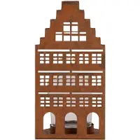 Clayre & Eef Waxinelichthouder Huis 8x8x15 cm Bruin Metaal