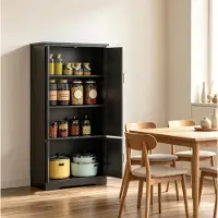 STILVORA Keukenkast - Moderne Opbergkast Met 2 Deuren En Legplanken - Voor Keuken En Eethoek - MDF En Spaanplaat - 60x30x123 Cm - Zwart