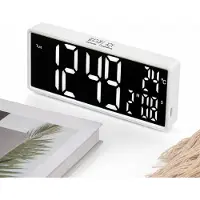VHV -LED Wandklok Digitaal - Moderne Tafelklok met Witte Behuizing en Heldere Witte Verlichting - Stijlvolle Klok voor Slaapkamer en Kantoor