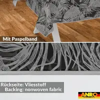ANRO Tafelkleed Nachttropisch Grijs 160x120cm Met sierband Afwasbaar Waterafstotend Binnen & Buiten