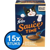 Felix 15x - Sauce Time Kip & Kalkoen - Kattenvoer Natvoer - 6x40g