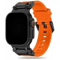 123Watches Robust bandje - siliconen - oranje - zwart - 44 · 45 · 46 & 49 mm - Geschikt voor Apple Watch series 1/2/3/4/5/6/7/8/9/10/11/12/SE/SE2/SE3/Ultra/Ultra 2/Ultra 3/Ultra 4