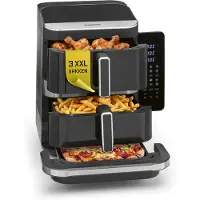 Gourmetmaxx FryUp3 Verticale heteluchtfriteuse 3 kamers | Airfryer XXL PFAS-vrij | heteluchtfriteuse XXL 12,4 l + ovenlade voor pizza enz. | Air Fryer heteluchtfriteuse SuperClear led-touchdisplay