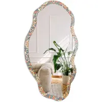 Coloray Bloemenpatroon Spiegel - Marine Rechthoekige Spiegel Met Modern Design - Organische Spiegel - Slaapkamer, Woonkamer, Hal - Illustratief - 45x90 cm - Totale afmeting 52x97 cm