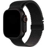 123Watches bandje Dominus - milanese - zwart titanium - 44 · 45 · 46 & 49 mm - Geschikt voor Apple Watch series 1/2/3/4/5/6/7/8/9/10/11/12/SE/SE2/SE3/Ultra/Ultra 2/Ultra 3/Ultra 4