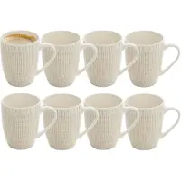 Secret De Gourmet koffie kopjes - Ancient Aswan - 8x stuks - wit/goud - 350 ml - mokken - keramiek - met stijlvol decoratie motief