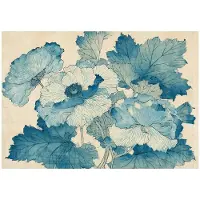 WALLARENA - Fotobehang - 250x175 cm - blauwe bloemen in beige tinten voor woonkamer en slaapkamer