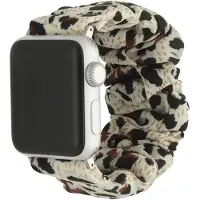 123Watches bandje Savara - scrunchie - nylon - panter sterrenlicht - 44 · 45 · 46 & 49 mm · M/L - Geschikt voor Apple Watch series 1/2/3/4/5/6/7/8/9/10/11/12/SE/SE2/SE3/Ultra/Ultra 2/Ultra 3/Ultra 4