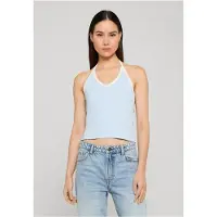 Urban Classics - Contrast Piping Neckholder Mouwloze top - S - Blauw