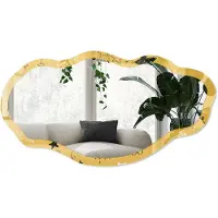 Wallfluent Stermotief Spiegel - Geel Rechthoekige Spiegel Voor Interieur - Organische Spiegel - Slaapkamer, Woonkamer - Illustratief - 45x90 cm - Totale afmeting 52x97 cm