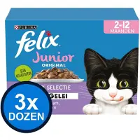 Felix 3x - Original Junior Mix Selectie in Gelei - Kattenvoer Natvoer - doos 12x85g