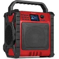 Audizio Bouwradio - Jobsite XL bouwradio met accu - Bluetooth, DAB+ en FM - IP54 waterdicht - 200W - Rood