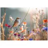 WALLARENA - Fotobehang - 250x175 cm - wilde bloemen en vogels voor woonkamer en slaapkamer