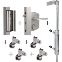 Alberts 415815 LOCINOX slotset, voor 40 mm profielen | Industrieel slot LAKQ U2 + externe grendel VSF + sluitplaat SAKL QF + 180° poortscharnier GBMU4D16
