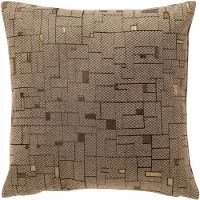Dutch decor GIBSON - kussenhoes 45x45 cm - gouddraad - geometrisch motief - Sepia Tint - bruin, goud - met rits - zonder binnenkussen