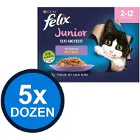Felix 5x - Elke Dag Feest In Gelei Junior Mix Selectie Multipack - Kattenvoer Natvoer - 1.02 kg