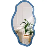 Coloray Donkerblauw Spiegel - Marine Elegante Rechthoekige Wandspiegel - Organische Spiegel - Woonkamer, Kantoor, Slaapkamer - Minimalistisch - 45x90 cm - Totale afmeting 52x97 cm