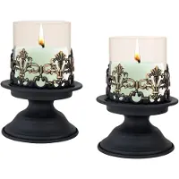Happiq Set van 2 Zwarte Kandelaren 15 cm – Moderne Kandelaars voor Bruiloft, Eettafel, Valentijnsdag, Thanksgiving en Woondecoratie – Zwart