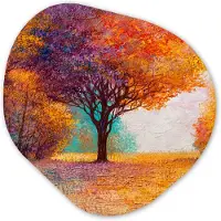 MuchoWow Organische wanddecoratie 40x40 cm - Organisch schilderij Olieverf - Schilderij - Boom - Kleuren - Muurdecoratie woonkamer - Kamer decoratie - Schilderijen - Muurcirkel aesthetic