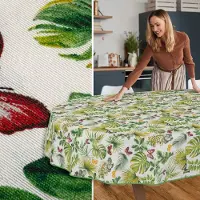 ANRO Tafelkleed Vlinders en bladeren Meerkleurig Ovaal 180x140cm Met sierband Afwasbaar