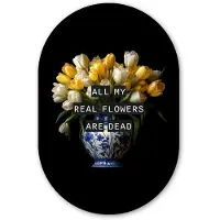 MuchoWow Muurovaal 40x60 cm - Ovale wanddecoratie Quotes - Bloem - Tulp - Geel - Ovalen schilderij - Muurdecoratie woonkamer - Kamer decoratie - Schilderijen - Wandcirkel