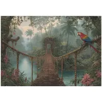 WALLARENA - Fotobehang - 300x210 cm - jungle met hangbrug voor woonkamer en slaapkamer