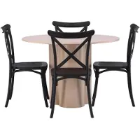 Ebuy24 Olivia eethoek eettafel whitewash 4 stoelen kunststof zwart.