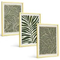 Tulup 4-Delige Schilderij Set - Abstracte patronen met bladeren en golvende vormen - 40 x 60 cm - Decoratieve Schilderijen - Woonkamer - Interieur