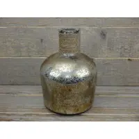 Sense Decoratieve fles vaas met opdruk - Vintage stijl vaas - Vaas zilver antiek