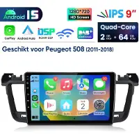 Hexinex HexinexMarket - Autoradio Geschikt voor Peugeot 508 - Draadloos CarPlay, Android Auto, GPS Navi, multimediaspeler - 2GB+64GB