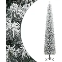 vidaXL Kunstkerstboom smal met standaard en sneeuw 300 cm PVC