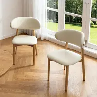 STILVORA Eetkamerstoel 78 x 57 x 45 Cm - Set Van 2 - Ergonomische Rugleuning En Zachte Zitting - Voor Eetkamer En Kantoor - Hout - Naturel Walnoot En Wit