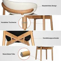 OKWISH Eetkamerstoel – Ergonomische Rugleuning – Set Van 2 – Hout En Stof – Modern – Naturel Walnoot En Wit – Voor Eetkamer Of Kantoor