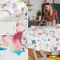 ANRO Tafelkleed Vlinders Meerkleurig Rond Ø140cm Met sierband Afwasbaar Waterafstotend