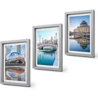 Coloray 4-Delige Schilderij Set - Stadsarchitectuur met weerspiegeling in het water - 20 x 30 cm - Wanddecoratie - Schilderijen Set - Interieur