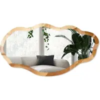 Wallfluent Zandgolven Spiegel - Oranje Stijlvolle Wandspiegel - Organische Spiegel - Woonkamer - Rustiek - 45x90 cm - Totale afmeting 52x97 cm