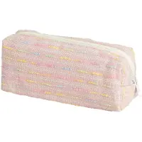 VHV Roze Etui met Gekleurde Lijnen - Stijlvolle Pennenzak voor School en Kantoor - Compacte Organizer Tas voor Schrijfwaren