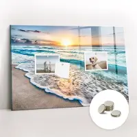 Coloray Glazen Magneetbord - Magnetisch Bord Strand, zee, zand - 60x40 cm - Veelkleurig Magneetbord - Magnetic Board - Woonkamer Decoratie