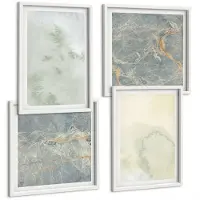 Tulup 4-Delige Schilderij Set - Pastel aquarelverf op canvas, textuurverf - 40x40 en 40x60 - Wanddecoratie - Moderne Interieurdecoratie - Decoratieve Schilderijen