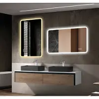 HAUSS SPOLE Spiegel – 120 x 60 cm – LED Frontverlichting En Anti Condens – Glas En Metaal – Zilver – Badkamer Wandmontage Met Dimbaar Licht