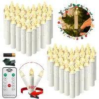 ACXIN LED Kerzen Met Afstandsbediening Warm Wit – Draadloze Kerst Kaarsen Met Clips – Timer – Ø17mm x 10cm – 40 Stuks – Met Batterijen