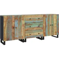 vidaXL 3 st Dressoir massief gerecycled hout