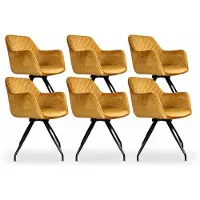 DS4U - Romy eetkamerstoel - Set van 6 - Goud - Met armleuning - Velvet - 360 draaibaar
