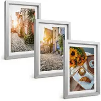 Tulup 4-Delige Schilderij Set - Sfeervolle straatjes met koffie en zonnebloemen - 20 x 30 cm - Muurdecoratie - Decoratieve Schilderijen - Wohnzimmer - Stijlvolle Muurdecoratie