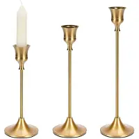 Unyqoos Set van drie metalen kandelaars met vintage ontwerp voor sfeervolle decoratie