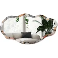 Wallfluent Natuurstenen Spiegel - Bruin Stijlvolle Wandspiegel - Organische Spiegel - Badkamer, Hal, Woonkamer - Minimalistisch - 45x90 cm - Totale afmeting 52x97 cm