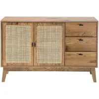 CALICOSY - Buffet 2 deuren en 3 laden met rieten fronten L120 cm - ALIA